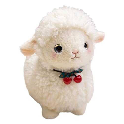 TYUIOP Plüsch Schaf Kuscheltier 25cm, Süßes Flauschiges Lamm Stofftier mit Holzknöpfen, Kawaii Plüschtier für Kinder, Babys & Erwachsene, Geschenk für Geburtstag & Kindertag (Weiß) von TYUIOP