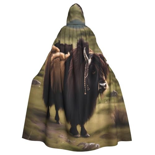 TYUMH Mighty Highland Yak Halloween-Umhang mit Kapuze für Erwachsene, für Ostern, Rollenspiele, Ostern von TYUMH