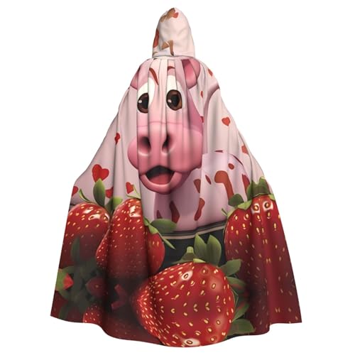 TYUMH Rosa Kuh mit Erdbeeren Halloween Erwachsene Kapuzenumhang für Ostern Rollenspiele Ostern TYUMH Rosa Kuh mit Erdbeeren Halloween Erwachsene Kapuzenumhang für Ostern Rollenspiele Ostern von TYUMH