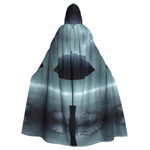 TYUMH Schwarzer Regenschirm im Regen, Halloween-Umhang mit Kapuze für Erwachsene, für Ostern, Rollenspiele, Ostern von TYUMH