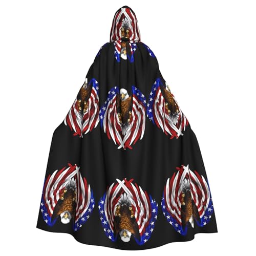 TYUMH USA-Flagge, patriotischer Adler, Halloween-Umhang mit Kapuze, für Erwachsene, für Ostern, Rollenspiele, Ostern TYUMH USA-Flagge, patriotischer Adler, Halloween-Umhang mit Kapuze, für Erwachsene, für Ostern, Rollenspiele, Ostern von TYUMH
