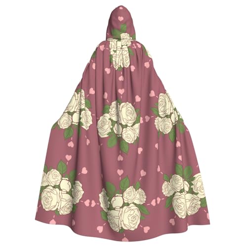 TYUMH Weiße Rose der Liebe, Halloween-Umhang mit Kapuze für Erwachsene, für Ostern, Rollenspiele, Ostern TYUMH Weiße Rose der Liebe, Halloween-Umhang mit Kapuze für Erwachsene, für Ostern, Rollenspiele, Ostern von TYUMH