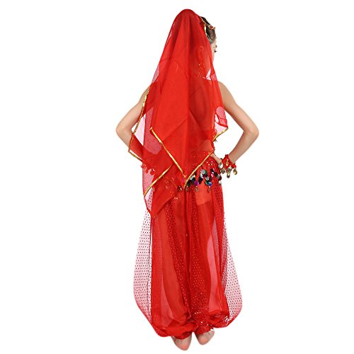 TYUSGH Bauchtanz-Kostüm für Kinder, Mädchen, indisches Oberteil, Hose, Performance-Outfit-Set, Kleidung, Rot TYUSGH Bauchtanz-Kostüm für Kinder, Mädchen, indisches Oberteil, Hose, Performance-Outfit-Set, Kleidung, Rot von TYUSGH