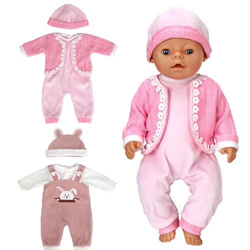 TYXHXTF Puppenkleidung 45 cm für Baby Puppen, Puppe Zubehör mit Baby Langarm Bodys, Hut, Mantel (Rosa) TYXHXTF Puppenkleidung 45 cm für Baby Puppen, Puppe Zubehör mit Baby Langarm Bodys, Hut, Mantel (Rosa) von TYXHXTF