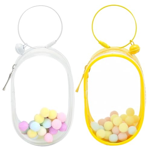TYXHXTF 2PCS Tragbarer Speicherbeutel, Mini Blind Box Doll Transparent Rucksack, La-bu Transparent Protective Cover with Keyring and Pom Pom von TYXHXTF