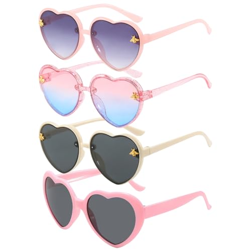TYXHXTF 4 Pack Herz Sonnenbrille, Kinder Partybrille Lustige Sonnenbrille, Vintage Herzform Brille für Kinder, Geburtstag,Party von TYXHXTF