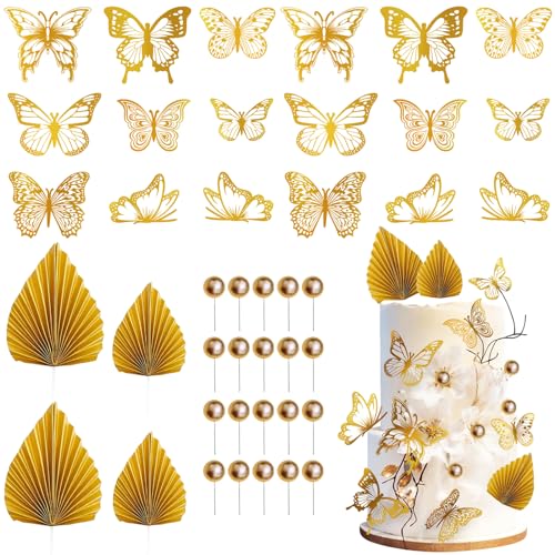 TYXHXTF 42 Stück Tortendeko Geburtstag, Palme Papier Kuchenaufsatz, With Kuchen Deko Kugeln, Schmetterlinge Deko, Cupcake Topper für Geburtstag,Hochzeit,Party,Essen Dekoration TYXHXTF 42 Stück Tortendeko Geburtstag, Palme Papier Kuchenaufsatz, With Kuchen Deko Kugeln, Schmetterlinge Deko, Cupcake Topper für Geburtstag,Hochzeit,Party,Essen Dekoration von TYXHXTF