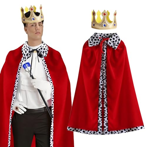 TYXHXTF HTTDSLF King Coat Queen Coat, Adult King and Queen Costume Set, Royal Velvet Cape Crown King/Queen for Women Men, Robe with Crown, Role Play Halloween Costume Stage Performance, 150 cm Length TYXHXTF HTTDSLF King Coat Queen Coat, Adult King and Queen Costume Set, Royal Velvet Cape Crown King/Queen for Women Men, Robe with Crown, Role Play Halloween Costume Stage Performance, 150 cm Length von TYXHXTF