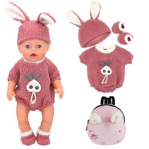 TYXHXTF Puppenkleidung 45 cm für Baby Puppen, Puppe Zubehör mit Baby Langarm Bodys, Hut, Mantel (Rosa (Kaninchen)) TYXHXTF Puppenkleidung 45 cm für Baby Puppen, Puppe Zubehör mit Baby Langarm Bodys, Hut, Mantel (Rosa (Kaninchen)) von TYXHXTF