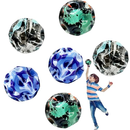 TZEKING 6 Stück Astro Jump Ball,Moon Ball,7 cm,Hohe Springender Gummiball,Bunte Hüpfende Bälle,Super Stretch,Leicht zu Greifen,Geschenke für Jungen und Mädchen,Geeignet für Erwachsene zum Stressabbau von TZEKING