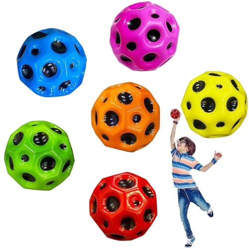 TZEKING 6 Stück Astro Jump Ball,Moon Ball,7 cm,Hohe Springender Gummiball,Hüpfende Bälle in 6 Farben,Leicht zu Greifen,Geschenke für Jungen und Mädchen,Geeignet für Erwachsene zum Stressabbau von TZEKING