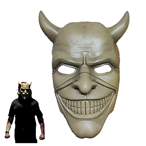 TZLCOS Black Phone Mask 2022 Horrorfilm Predator Deluxe Reality Show Latex Maske Halloween Kostüm Zubehör Requisiten Grau (vollflächig), Einheitsgröße von TZLCOS