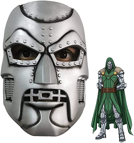 TZLCOS Dr Doom Latex Maske Victor Von Helm Cosplay Karneval Party Halloween Kostüm Requisiten Zubehör, Silber, Einheitsgröße von TZLCOS