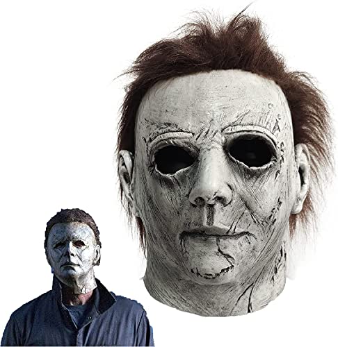 TZLCOS Michael Myers Halloween Horror Kills Maske Film Cosplay Luxus Reality Show Killer Latex Kostüm Requisite Zubehör (weiß) (Style 1), Einheitsgröße von TZLCOS