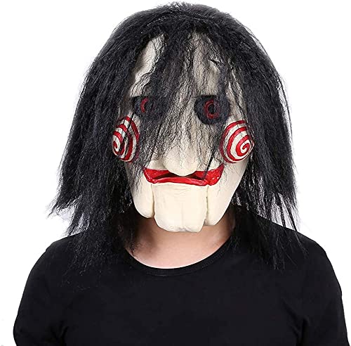 TZLCOS Jigsaw Mask Billy The Puppet Halloween Latex Horror Clown Costume Black von TZLCOS
