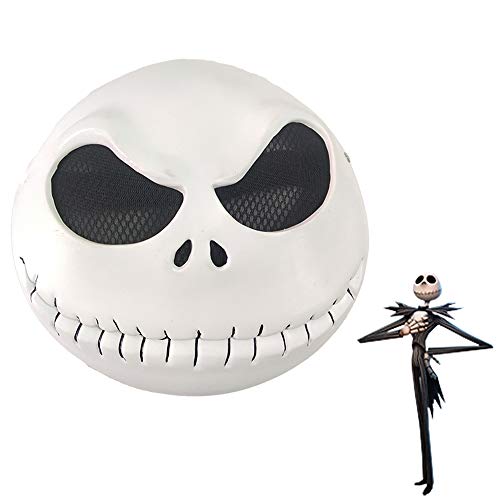 TZLCOS The Nightmare Before Christmas Barrel/Shock/Lock/Jack Skellington Latex Mask Movie Cosplay Halloween Costume Props Masquerade Accessories for Adults (Jack), Weiß, Einheitsgröße von TZLCOS