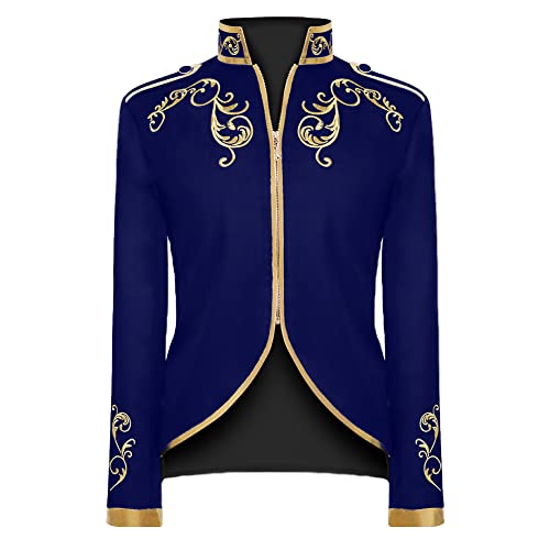 TZMAPU Herren charmante Prinz Jacke König Court Uniform Anzug Biest Kostüm, Blau, 3XL von TZMAPU