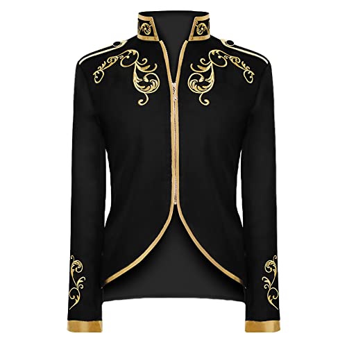 TZMAPU Herren charmante Prinz Jacke König Court Uniform Anzug Biest Kostüm, Schwarz, XL von TZMAPU