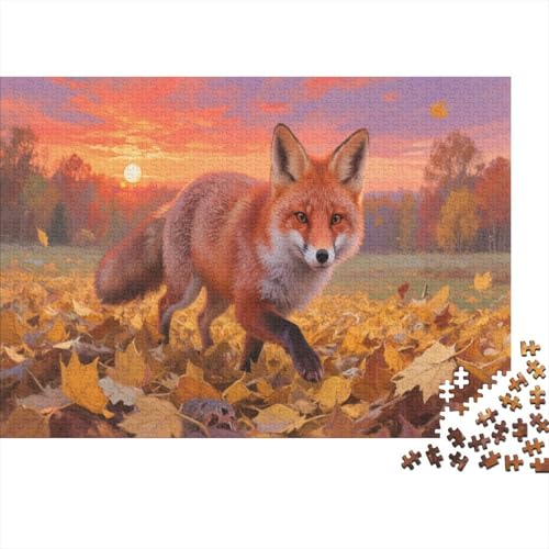 Arktischer Fuchs Puzzle 1000 Teile Für Erwachsene Herbst Wald Farbpuzzle Geschicklichkeitsspiel Für Die Ganze Familie Wohndekoration 1000pcs (75x50cm) von TZOVPCDFA
