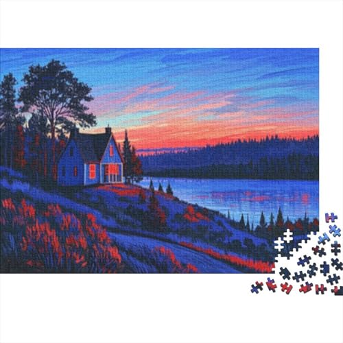 Baum Puzzle 1000 Teile Puzzles Puzzle Für Erwachsene Seehaus Farbpuzzle Geschicklichkeitsspiel Für Die Ganze Familie WohndekoRatteion 1000pcs (75x50cm) von TZOVPCDFA