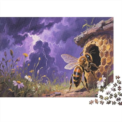 Bienen Puzzle 1000 Teile Puzzle Für Erwachsene Sturm Farbpuzzle Geschicklichkeitsspiel Für Die Ganze Familie Wohndekoration 1000pcs (75x50cm) von TZOVPCDFA