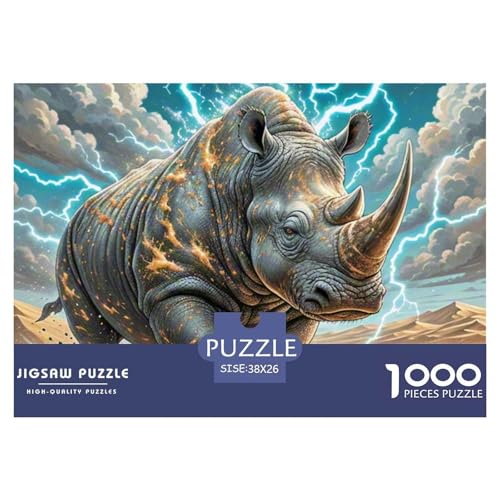 Black Nashörner1000 Teile, Premium Quality, Für Erwachsene Und Kinder Ab 12 Jahren Puzzle, Farbig （Oasis） 38x26cm/1000pcs von TZOVPCDFA