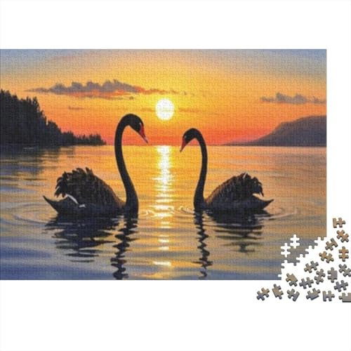 Black SchwanPuzzles 1000 Teile Puzzles Puzzle Für Erwachsene Sunset Lake Farbpuzzle Geschicklichkeitsspiel Für Die Ganze Familie WohndekoRatteion 1000pcs (75x50cm) von TZOVPCDFA