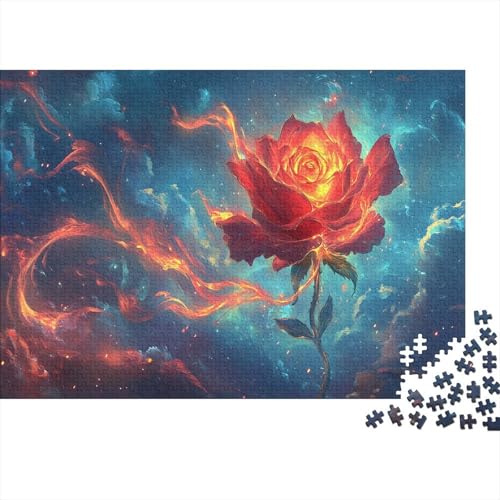 Brennende Rosen Puzzle 1000 Teile Puzzles Erwachsene UndKinder Ab künstlerischer Stil Farbpuzzle Geschicklichkeitsspiel WohndekoRatteion 1000pcs (75x50cm) von TZOVPCDFA