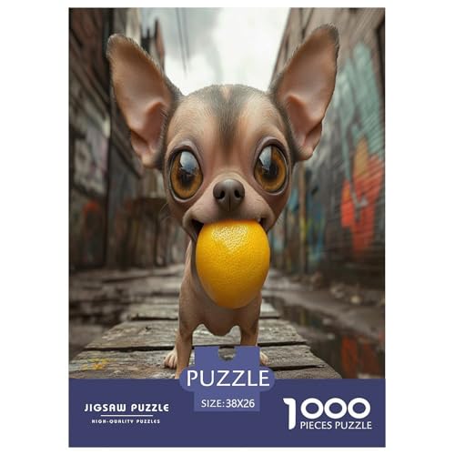 Chihuahua Puzzles 1000 Teile Schwer Puzzle Spielzeug Pädagogisches Spiel Impossible Herausforderungsspielzeug Für Erwachsene Kinder 38x26cm/1000pcs von TZOVPCDFA