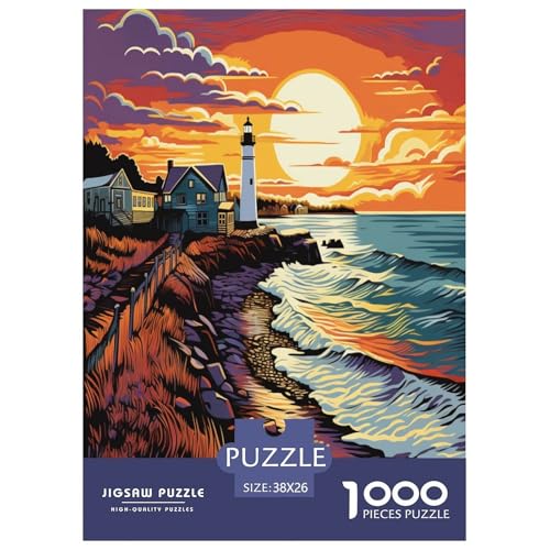 Coastal Leuchtturms Puzzle 1000-teilige Schwer Puzzle Spielzeug Lernspiel Impossible Herausforderungsspielzeug Für Erwachsene Und Kinder Ab 14 Jahren 38x26cm/1000pcs von TZOVPCDFA