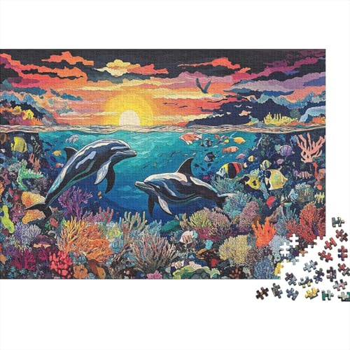 Delphin Puzzle 1000 Teile Puzzles Erwachsene UndKinder Ab Traumhafter Stil ImpossiblePuzzle Geschicklichkeitsspiel WohndekoRatteion 1000pcs (75x50cm) von TZOVPCDFA