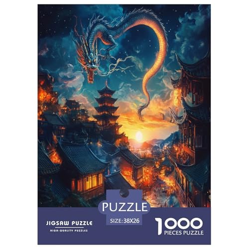 Drachen Puzzles 1000 Teile Schwer Puzzle Spielzeug Pädagogisches Spiel Impossible Herausforderung Spielzeug Für Erwachsene Und Kinder in Bewährter 38x26cm/1000pcs von TZOVPCDFA