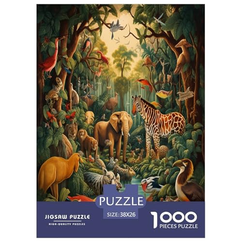 Dschungeltiere Puzzles 1000 Teile Schwer Puzzle Spielzeug Pädagogisches Spiel Impossible Herausforderungsspielzeug Für Erwachsene Und Kinder in Bewährter 38x26cm/1000pcs von TZOVPCDFA