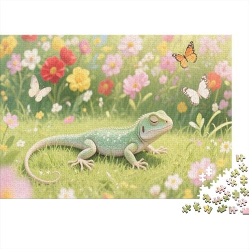 EidechsePuzzles 1000 Teile Erwachsene Blumen Cluster Farbpuzzle Geschicklichkeitsspiel Für Die Ganze Familie Wohndekoration 1000pcs (75x50cm) von TZOVPCDFA