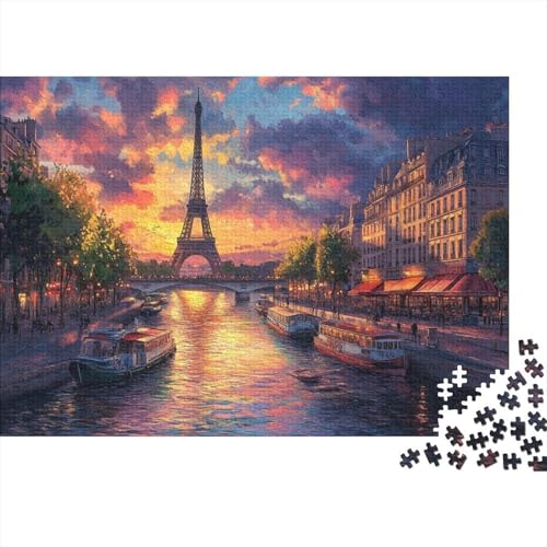 EiffelturmPuzzles 1000 Teile Puzzle Erwachsene UndKinder Ab Urban Flusss Farbpuzzle Geschicklichkeitsspiel Für Die Ganze Familie WohndekoRatteion 1000pcs (75x50cm) von TZOVPCDFA