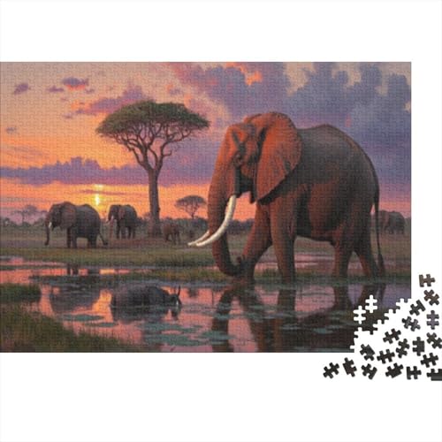 Elefant Puzzle 1000 Teile Puzzles Puzzle Für Erwachsene Afrikanische Tiere Farbpuzzle Geschicklichkeitsspiel Für Die Ganze Familie WohndekoRatteion 1000pcs (75x50cm) von TZOVPCDFA