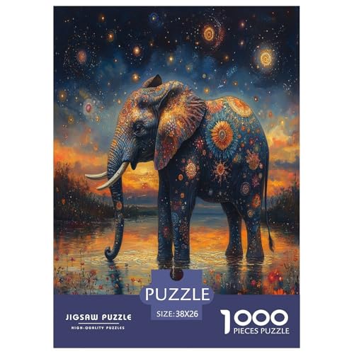 Elefanten Puzzle 1000 Teile Schwer Puzzle Spielzeug Pädagogisches Spiel Impossible Herausforderungsspielzeug Für Erwachsene Kinder 38x26cm/1000pcs von TZOVPCDFA