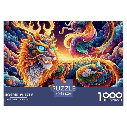 Evil Drachen1000 Teile, Premium Quality, Für Erwachsene Und Kinder Ab 12 Jahren Puzzle, Farbig （Kylin） 38x26cm/1000pcs von TZOVPCDFA
