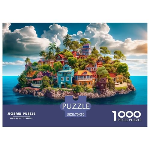 Ferienbucht1000 Teile, Premium Quality, Für Erwachsene Und Kinder Ab 12 Jahren Puzzle, Farbig （Resort） 70x50cm/1000pcs von TZOVPCDFA