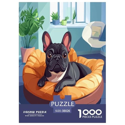 Französische BullHundge Puzzle 1000-teilige Schwer Puzzle Spielzeug Lernspiel Impossible Herausforderung Spielzeug Für Erwachsene Und Kinder Ab 14 Jahren 38x26cm/1000pcs von TZOVPCDFA