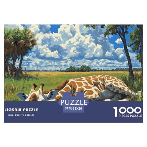 Giraffe Jigsaw Puzzle 1000 Teile Für Erwachsene - African Grassland Hard Impossible Adult Puzzle - Home Room Decoration 38x26cm/1000pcs von TZOVPCDFA
