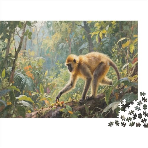 Goldener AFFE Puzzle 1000 Teile Pragser Für Erwachsene Dschungel Tiere Farbpuzzle Hat Sammelbedeutung Wohndekoration 1000pcs (75x50cm) von TZOVPCDFA