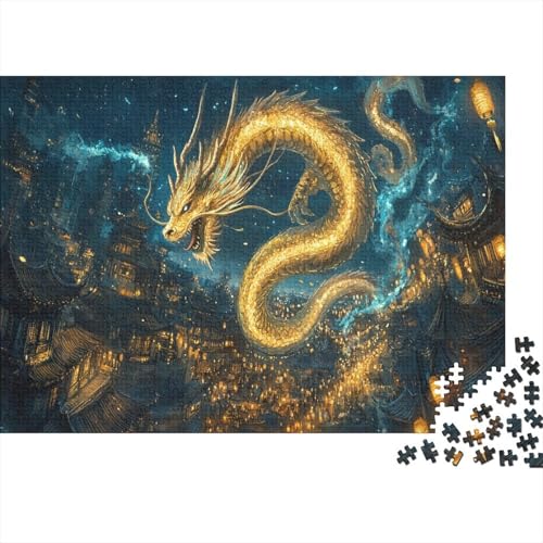 Goldener Drache Puzzlesc 1000 Teile Puzzle Puzzle Für Erwachsene künstlerischer Stil Farbpuzzle Für Die Ganze Familie WohndekoRatteion 1000pcs (75x50cm) von TZOVPCDFA