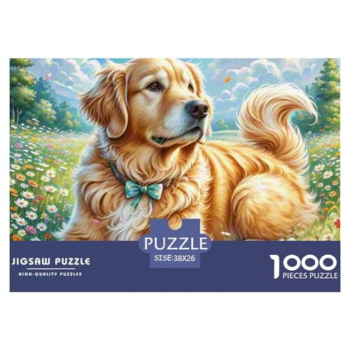 Goldener Retriever1000 Teile, Premium Quality, Für Erwachsene Und Kinder Ab 12 Jahren Puzzle, Farbig （Cute Animals） 38x26cm/1000pcs von TZOVPCDFA