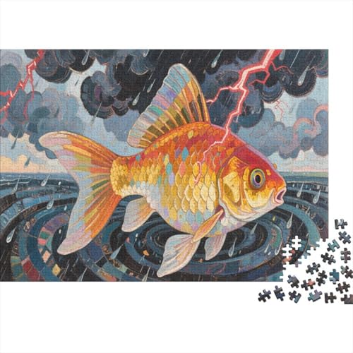 Goldfisch Puzzle 1000 Teile Erwachsene UndKinder Ab Violent Sturm Farbpuzzle Geschicklichkeitsspiel Wohndekoration 1000pcs (75x50cm) von TZOVPCDFA