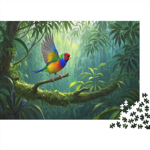 Gouldianischer Finch Puzzle 1000 Teile Puzzle Puzzle Für Erwachsene Dschungelvogel Farbpuzzle Geschicklichkeitsspiel Für Die Ganze Familie Wohndekoration 1000pcs (75x50cm) von TZOVPCDFA