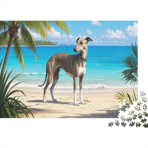 Greyhound Puzzle 1000 Teile Puzzle Puzzle Für Erwachsene Kokosnussbaum Farbpuzzle Farbenfrohes Legespiel Für Die Ganze Familie Wohndekoration 1000pcs (75x50cm) von TZOVPCDFA