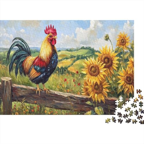 Hahn Puzzle 1000 Teile Puzzles Erwachsene UndKinder Ab SunBlume Farbpuzzle Geschicklichkeitsspiel WohndekoRatteion 1000pcs (75x50cm) von TZOVPCDFA