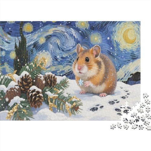 Hamster Puzzle 1000 Teile Für Erwachsene Pinecone Stapel Farbpuzzle Geschicklichkeitsspiel Für Die Ganze Familie Wohndekoration 1000pcs (75x50cm) von TZOVPCDFA