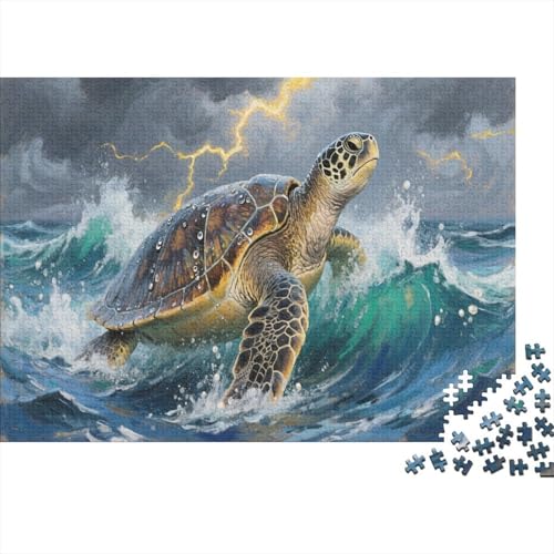 Hawksbill Schildkröte Puzzle 1000 Teile Für Erwachsene steigende Wellen Farbpuzzle Geschicklichkeitsspiel Für Die Ganze Familie Wohndekoration 1000pcs (75x50cm) von TZOVPCDFA
